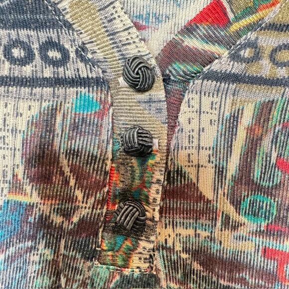 Vintage Silk Blend Graphic Print V-Neck Pullover Top Small - Picture 5 of 9